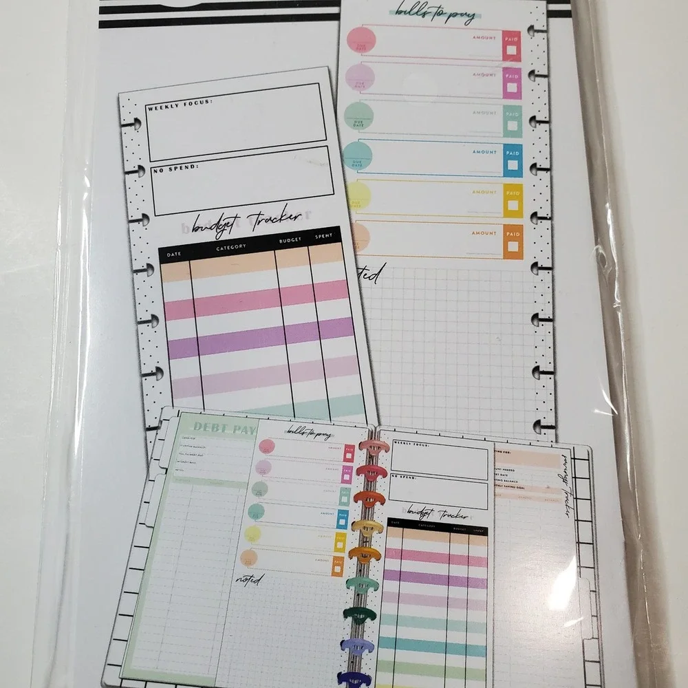 The Happy Planner Lot Budget Tracker Weekly Meal Plan and Rare Zipper Pouch New